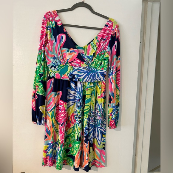Lilly Pulitzer Fleur Resort Navi Travelers Palm Mini Dress - Picture 2 of 2